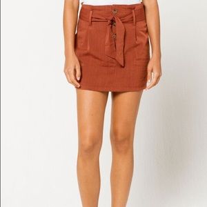 Sky and Sparrow Paperbag Waist Rust Mini Skirt